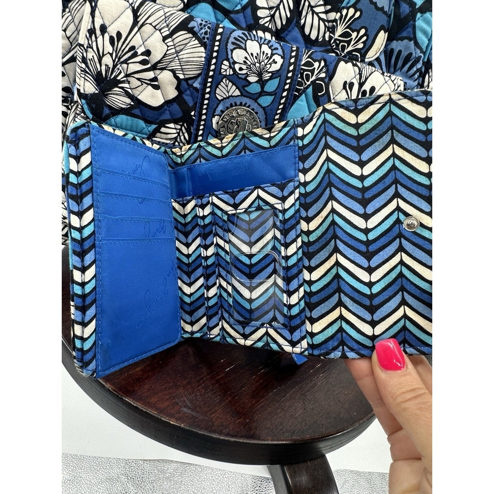 VERA BRADLEY Glenna Satchel Blue Bayou Quilted Shoulder Bag With Wallet Retired - Picture 9 of 13